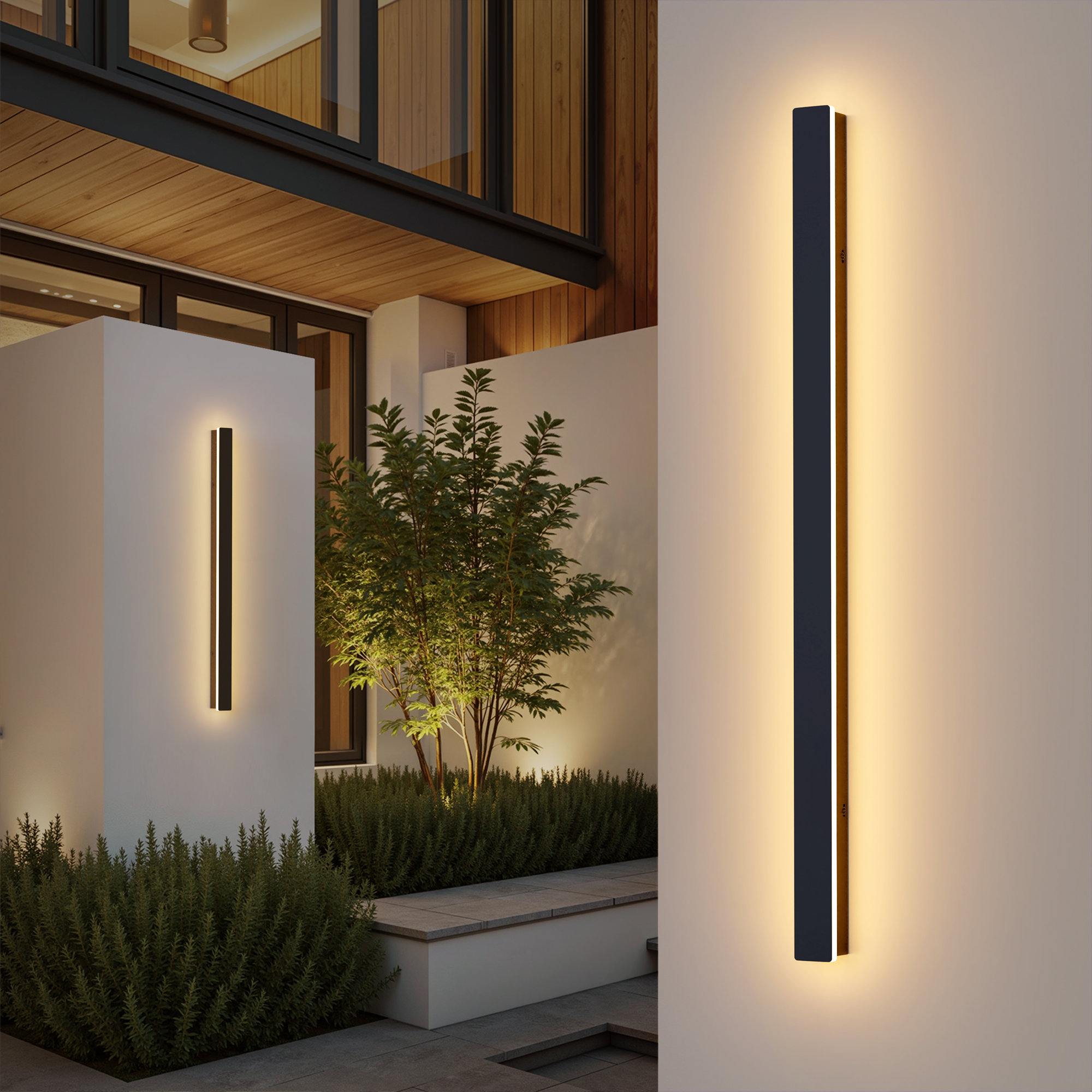 Ivy Bronx 40''H IP67 Rectangle LED Wall Light Outdoor Hardwired